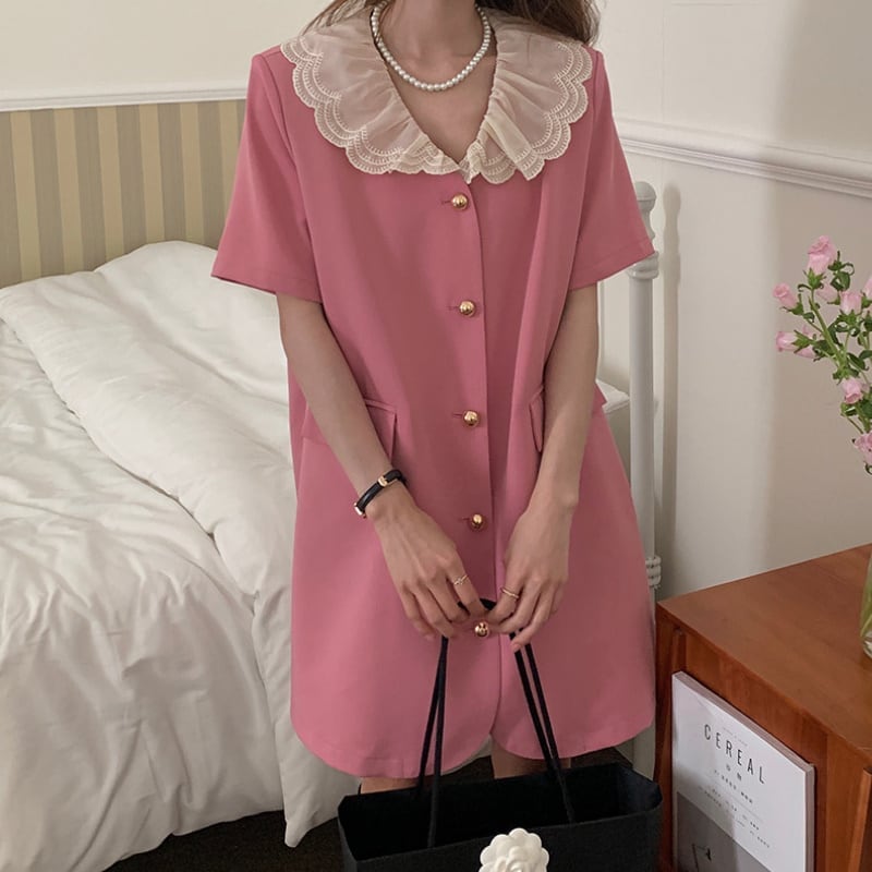 レディース ワンピース ピンク 大人可愛い きれいめ 大人 上品 おしゃれ レトロ マニッシュ 5,471円