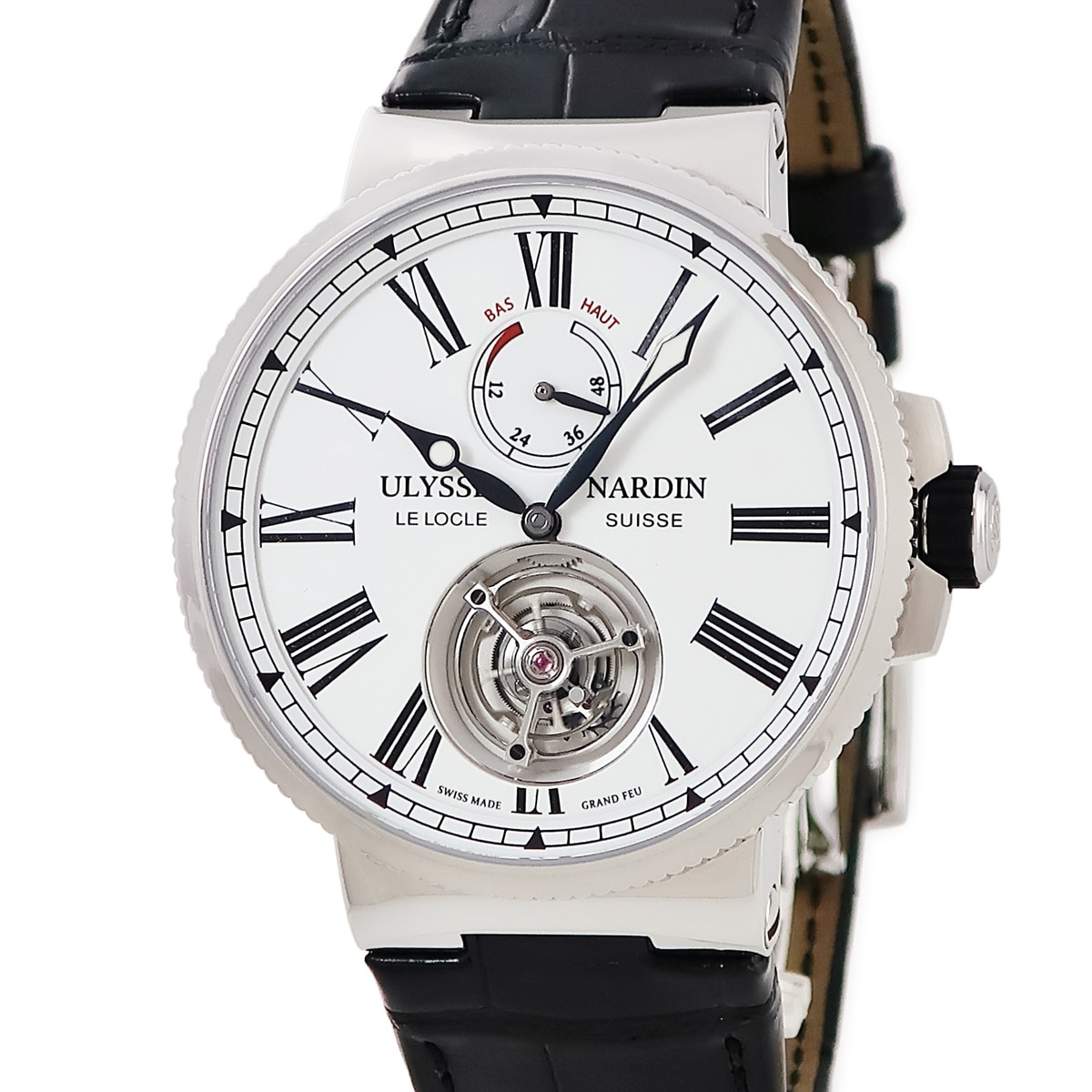 マリーン トゥールビヨン 1283-181/E0 自動巻き メンズ 限定 白 ローマ ラウンド 3年保証