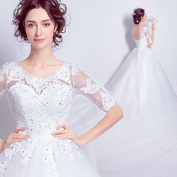 ウエディングドレス 袖あり 二次会 ウェディングドレス 安い 秋冬 結婚式 プリンセス エンパイア 花嫁 ドレス 披露宴 ロングドレス ブライダル 大きいサイズ 新品