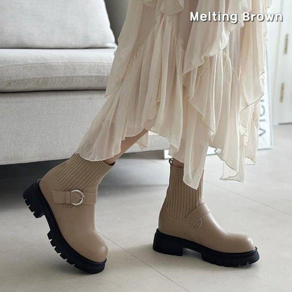 女性用厚底秋アンクルショートブーツ MT20