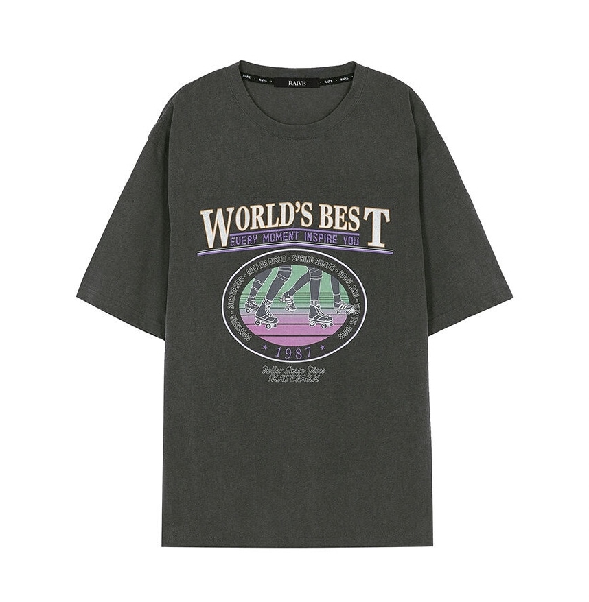 レイブ Oversized World Best Print Tee in D/Grey