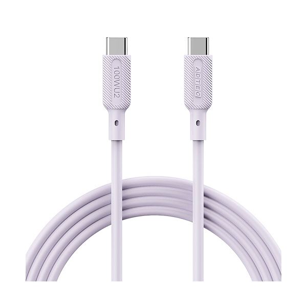 （まとめ） アドテックUSB2.0 Type-C to C ケーブル（100W出力） パープル 1m APC-V1010SCC-U2-PU 1本 (×5セット)