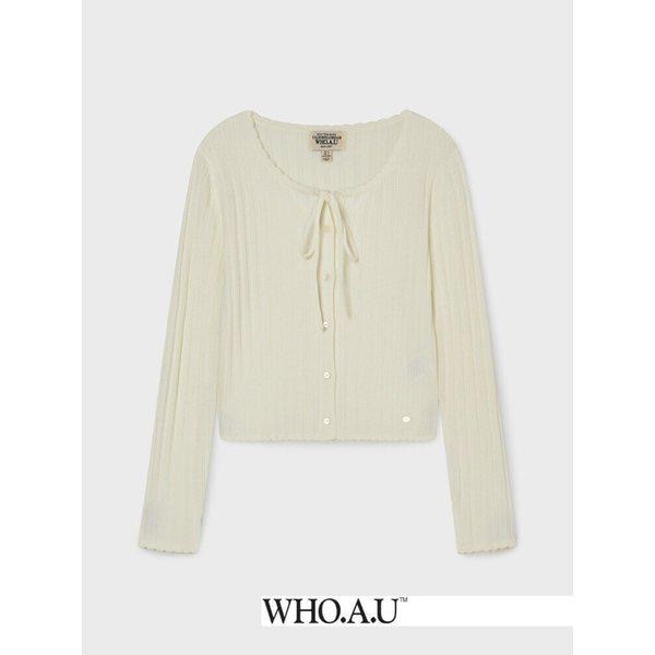 W.H.O Skashi Ribbon Cardigan(IVORY)-WHCKG2443F_IC