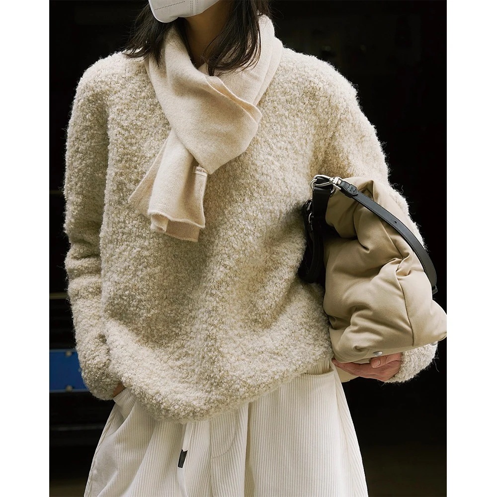 ニットセーター極暖裏起毛ニットワンピース 高品質保温 無地 長袖 ドロップショルダー ニット冬服