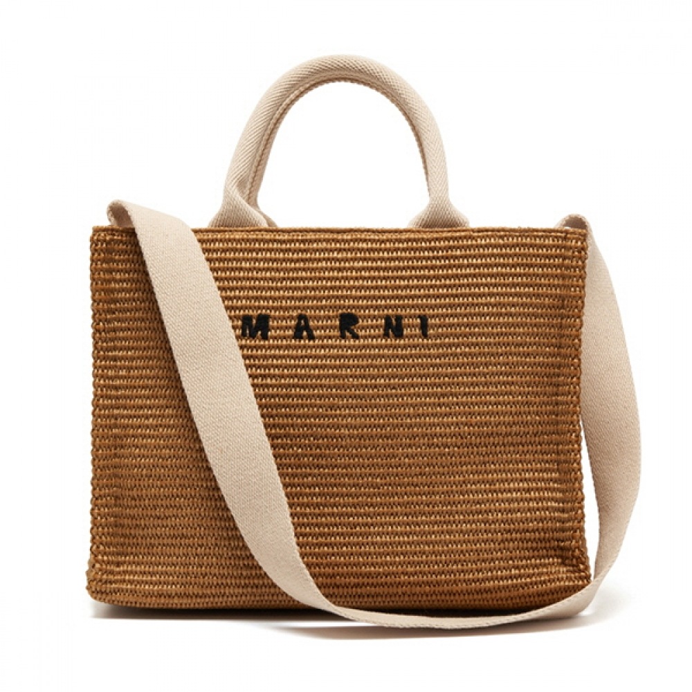Marni SHMP0077U0 P3860 Z0R42 イーストウエストラフィアスモールトップハンドルトートバッグ