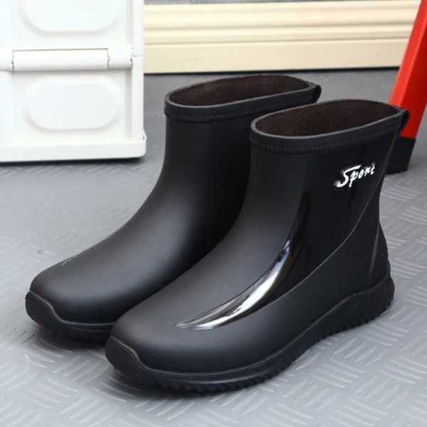 男性用 ショット レインブーツ 足首 長靴 梅雨 夏コーデ