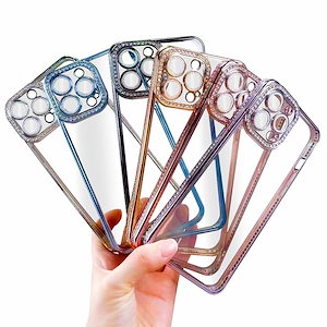 iPhone16 カメラ保護あり ラインストーン ケース カバー クリア 透明 TPU ソフトケース キラキラ おしゃれ かわいい レディース 背面ケース Apple iPhone 16 Plus/1