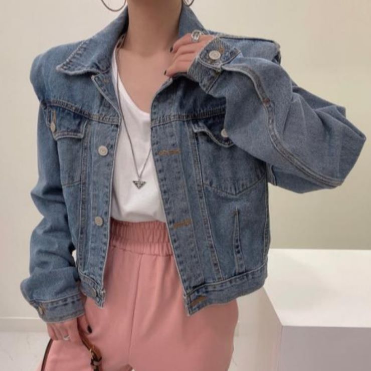【9月15日20時 新作　ショート丈デニムジャケット ショート丈デニムジャケット ジャケット レディース 4,844円