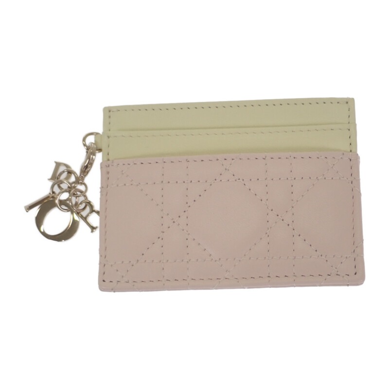 Freesia カードホルダー S0974OBWS カードケース ラムスキン ピンク イエロー ゴールド金具 レディース【Aランク】
