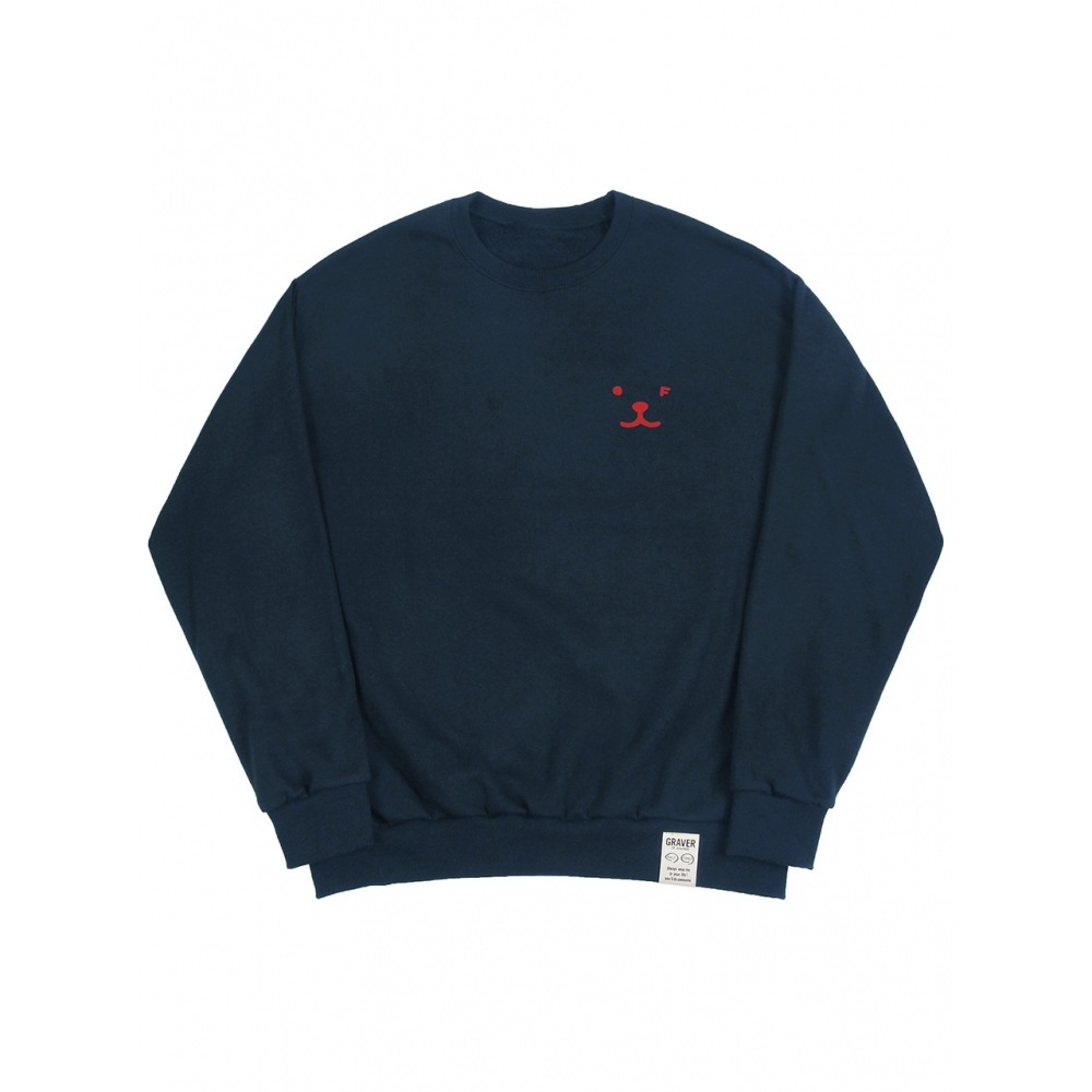 GRAVER パフィー フェイス スモール ドローイング スマイル マンツーマン ネイビー