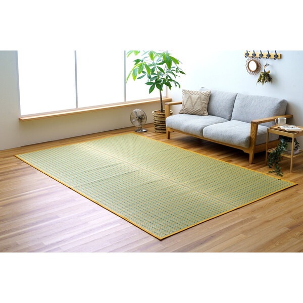 1082090040102 日本 い草 イグサ 自然素材 夏 年間 カーペット ラグ 江戸間1畳 87×174cm ブルー おすすめ 涼しい メーカー直送