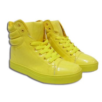 コスプレ 仮装 エナメルスニーカー イエロー 23.5cm 【 コスプレ 衣装 ハロウィン パーティー 靴 パーティーグッズ ダンスシューズ プチ仮装 ダンサー ハロウィン 衣装 変装グッズ 大人用