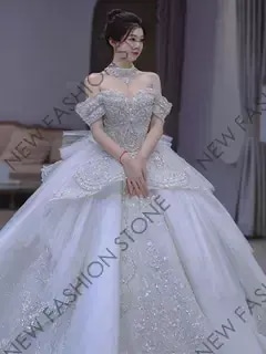 ワンショルダーウェディングドレス2024新型高級質感フレンチワンショルダーウェディングドレス-38 20,742円