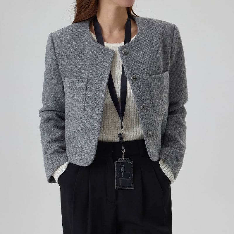 ディア ラウンドポケット ツイード ジャケット