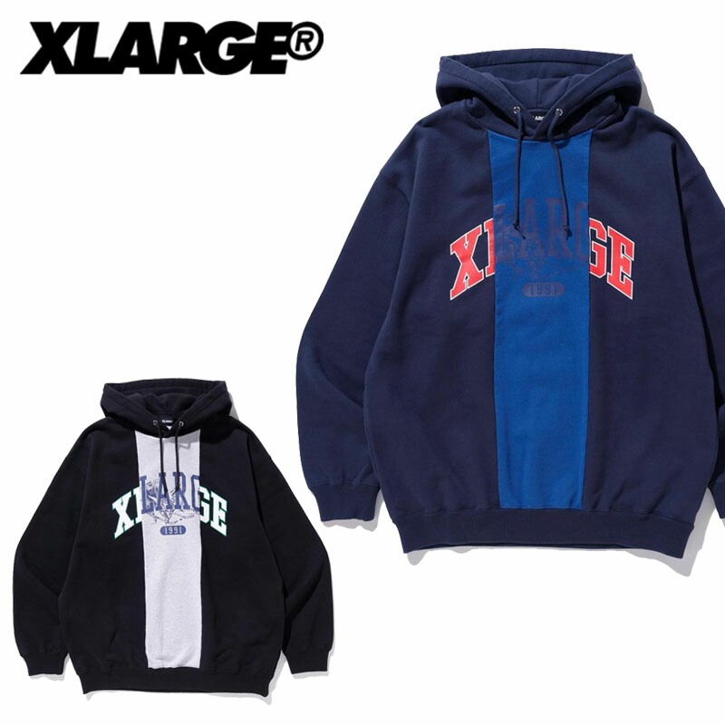 エクストララージ PATCHWORK PULLOVER HOODED SWEAT パッチワーク プルオーバーパーカー スウェット メンズ