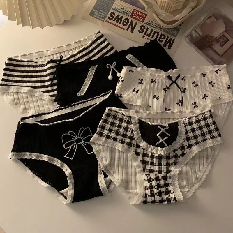 10個セット 可愛いパンツレディースコットンコットンコットン無傷ミッドウエスト三角パンツ女子学生パンツ