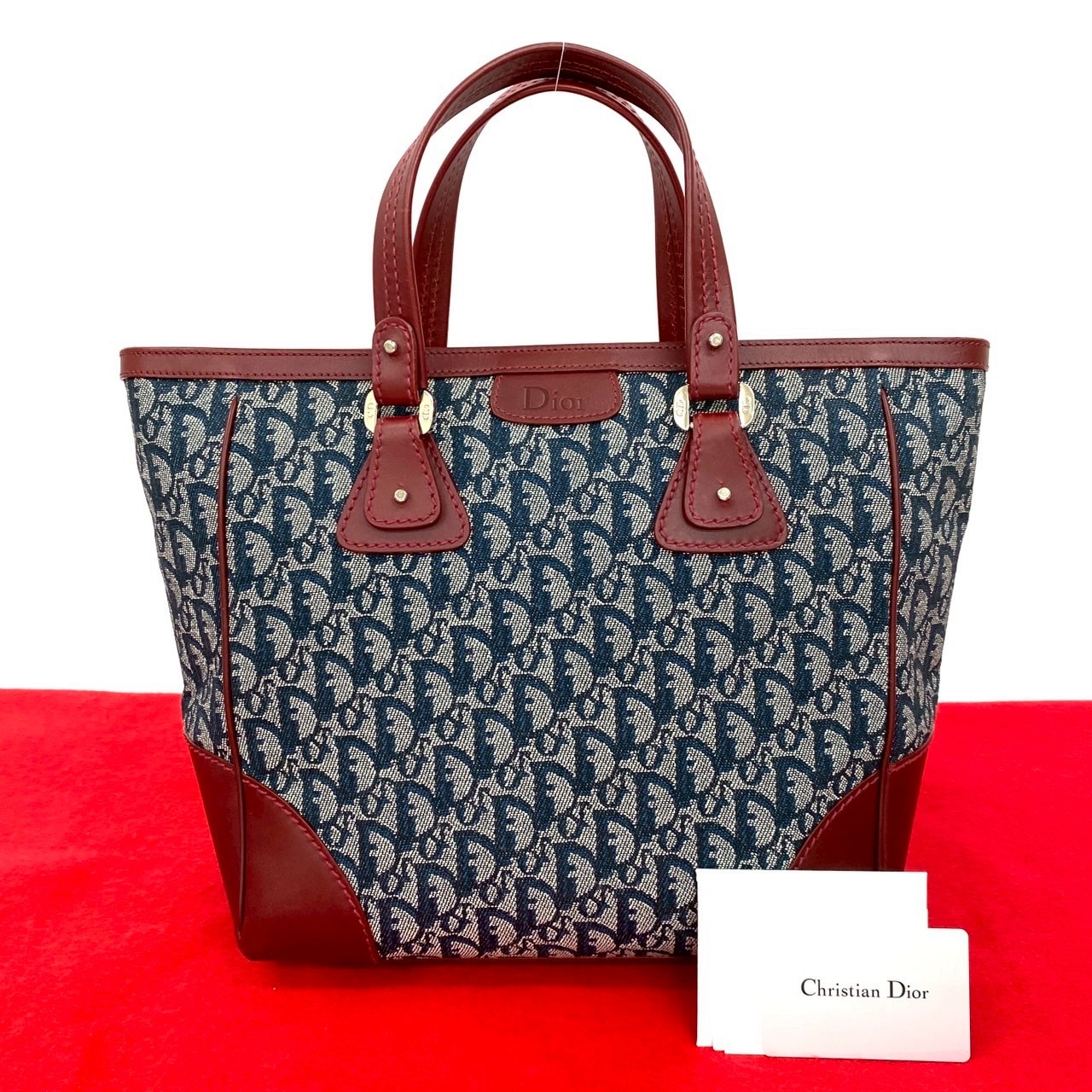 ロゴ トロッター 柄ハンドバッグ キャンバス レザー ワインレッド 27347 155,200円