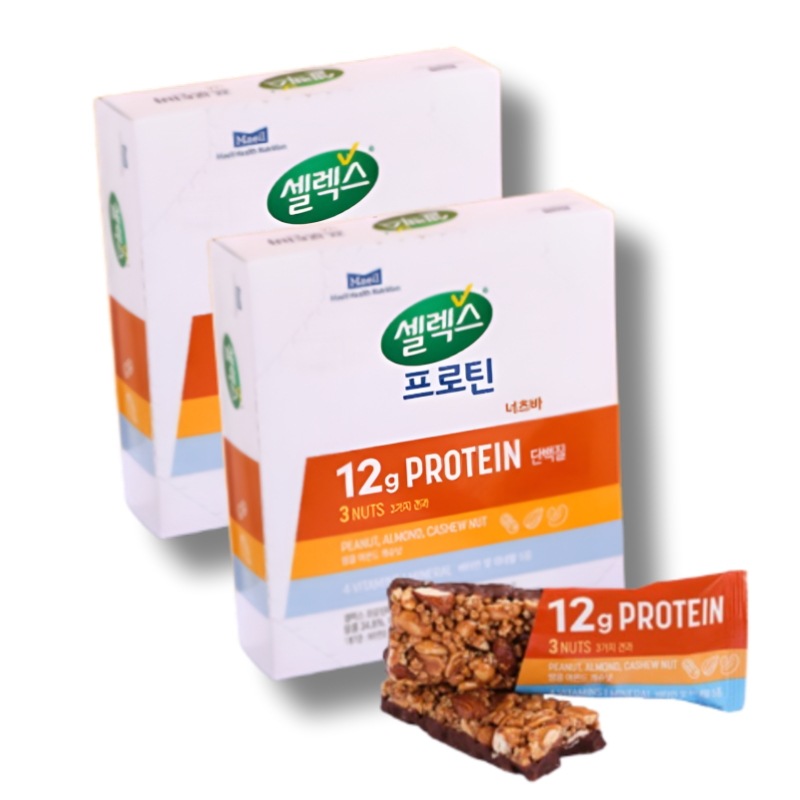 [1+1]プロテインナッツバー エネルギープロテインバー 2箱（50g×計12個） 手軽な栄養おやつ韓国加工品