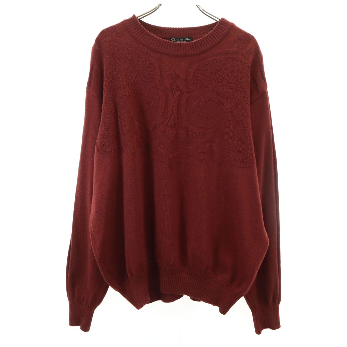 Christian Dior MONSIEUR クリスチャンディオール ムッシュ 90s オールド 長袖 セーター L ボルドー ニット メンズ 古着