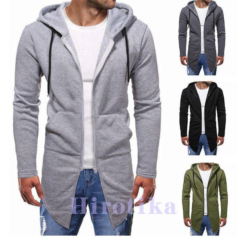 パーカー メンズ 40代 秋物 ロング丈 長袖 30代 メンズパーカ スウェット ファッション ジッ