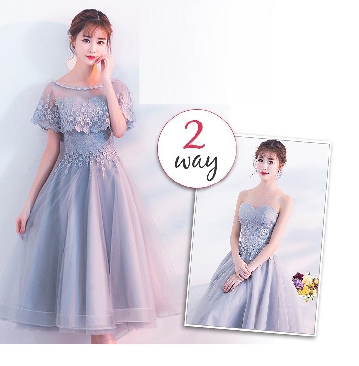 3色選択可 ミディアムワンピース パーティードレス 結婚式ドレス ミモレ丈ドレス ロングドレス 演奏 7,386円