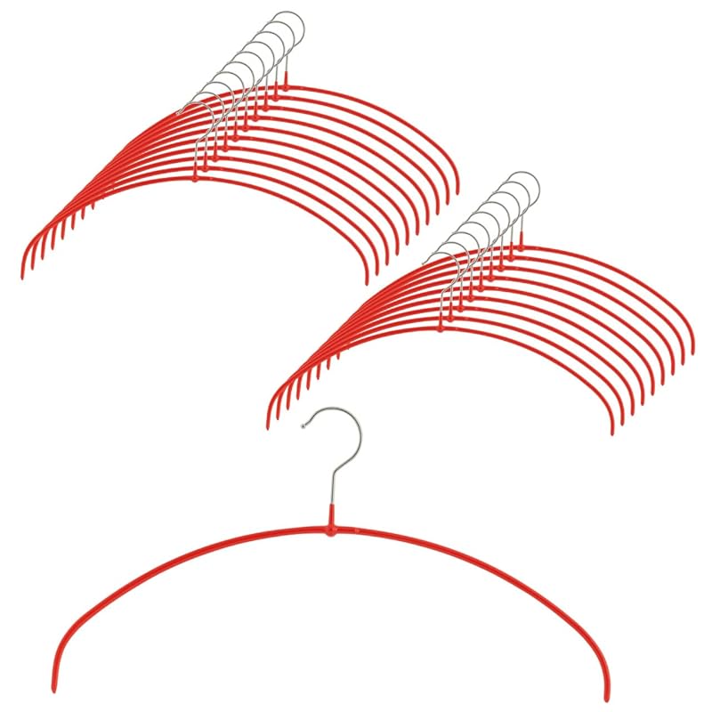 MAWA(マワ) ハンガー エコノミックライト40[20本セット,レッド] スリム 超薄型ハンガー 50％省スペース 滑り止めコーティング 丸型ハンガー Tシャツ・トップス用 360回転フック 39