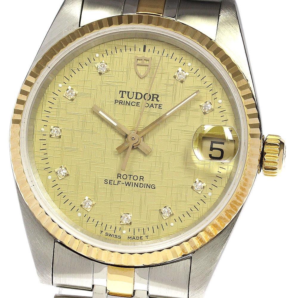 チュードル TUDOR 72033 プリンス デイト YGコンビ 10Pダイヤ cal.2824-2 自動巻き ボーイズ _753516【中古】