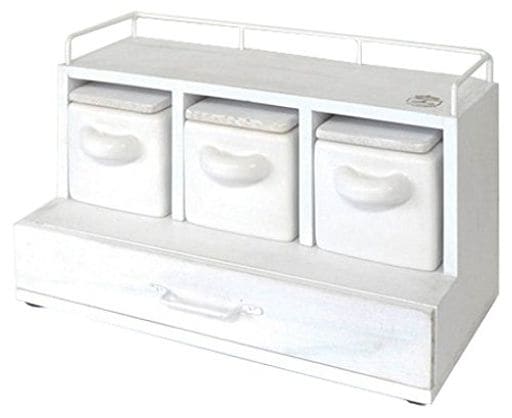 AZI-AZI インテリア ハンドメイド 調味料入れ 3スパイスラック 引き出し付き/ホワイト AZ-1012