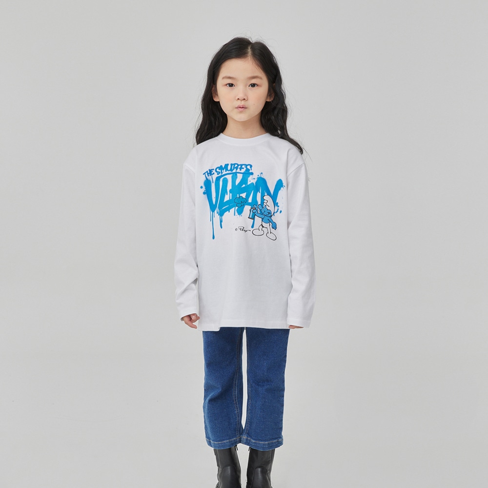 Graffiti SMURF Print Kids T-shirts_White