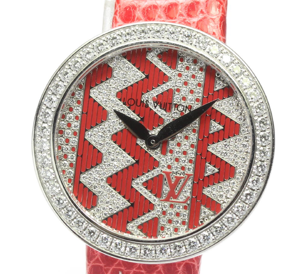良品【LOUIS VUITTON】ルイヴィトン シェブロン K18WG Q4K07 世界限定8本 クォーツ レディース【中古】