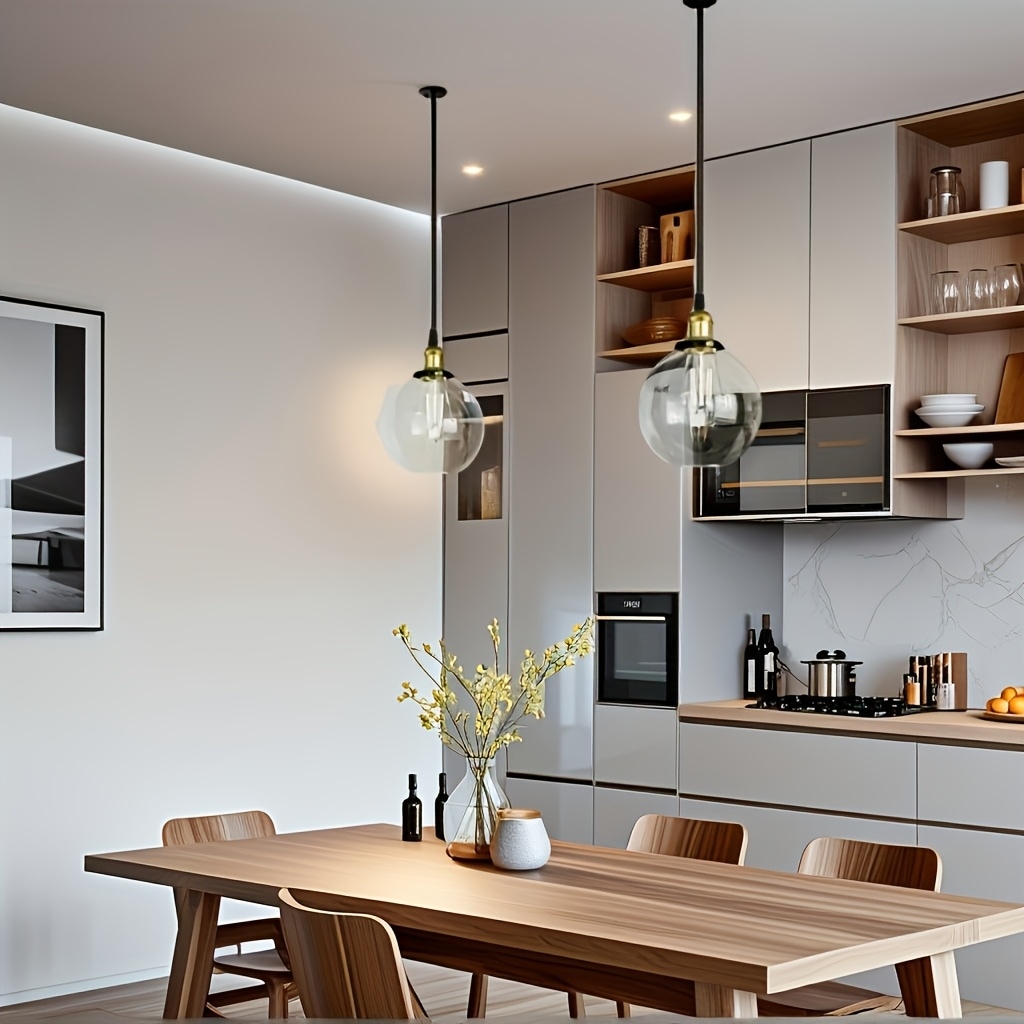 現代的な球形ガラスシャンデリア - 商業用キッチンアイランドやダイニングルームホテルやオフィス天井の照明簡単な取り付けハードウェア付き（電球は含まれません） - エレガントなギフトアイデア天井