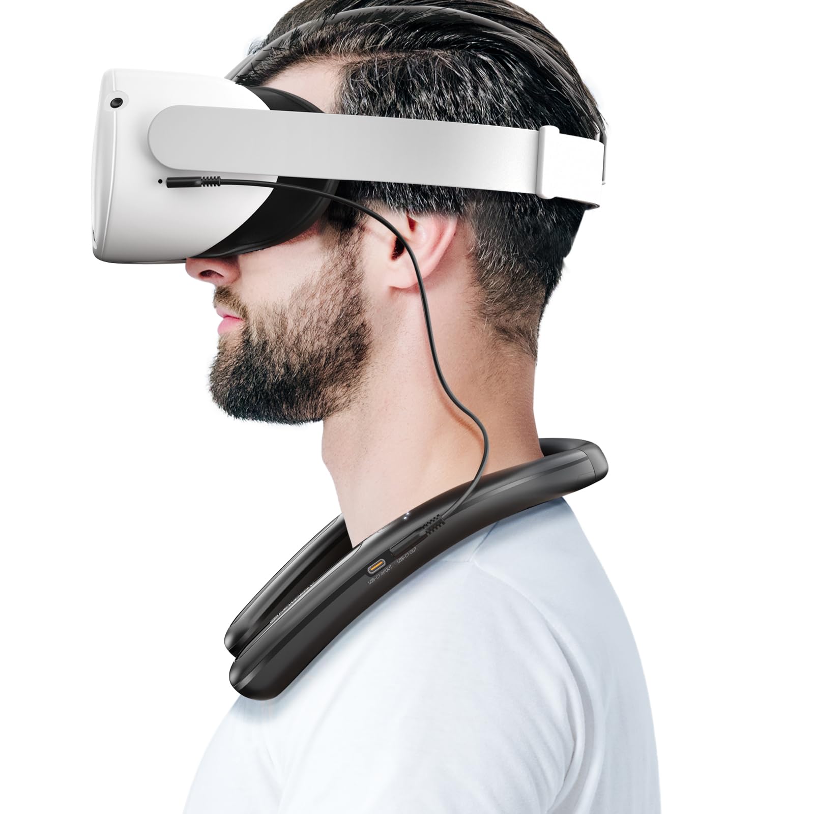 NEWDERY VRゴーグル用 バッテリーパック 10000mAh VRゴーグル チャージャー アクセサリー 首かけ式 モバイルバッテリー PD急速充電器 3～5時間ゲームでき Pico 4/4 Pr