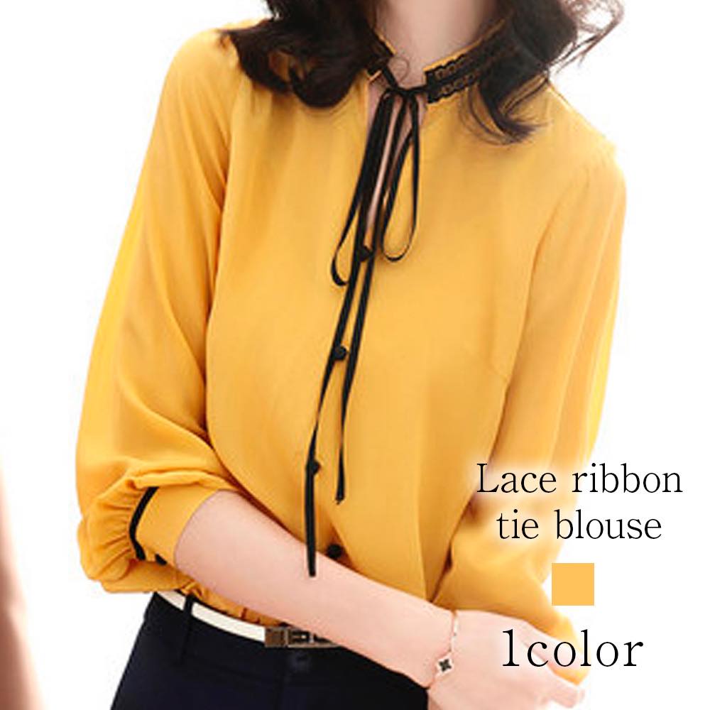 ブラウス レディース レースリボンタイブラウス 高品質 長袖 人気 フォーマル 白 事務服 厚手 黒 オフィス レース シフォン フリル おしゃれ ボウタイ Tシャツ カジュアル ブランド きれいめ