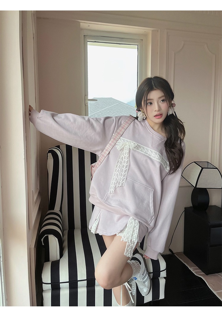 2024 秋冬 トップス 長袖 かわいいラウンドネック Tシャツ レディース 韓国風 ルーズ ゆったり 無地 カジュアル おしゃれサイズ シルエットファッション系シャツ衣装お出かけトレーナー