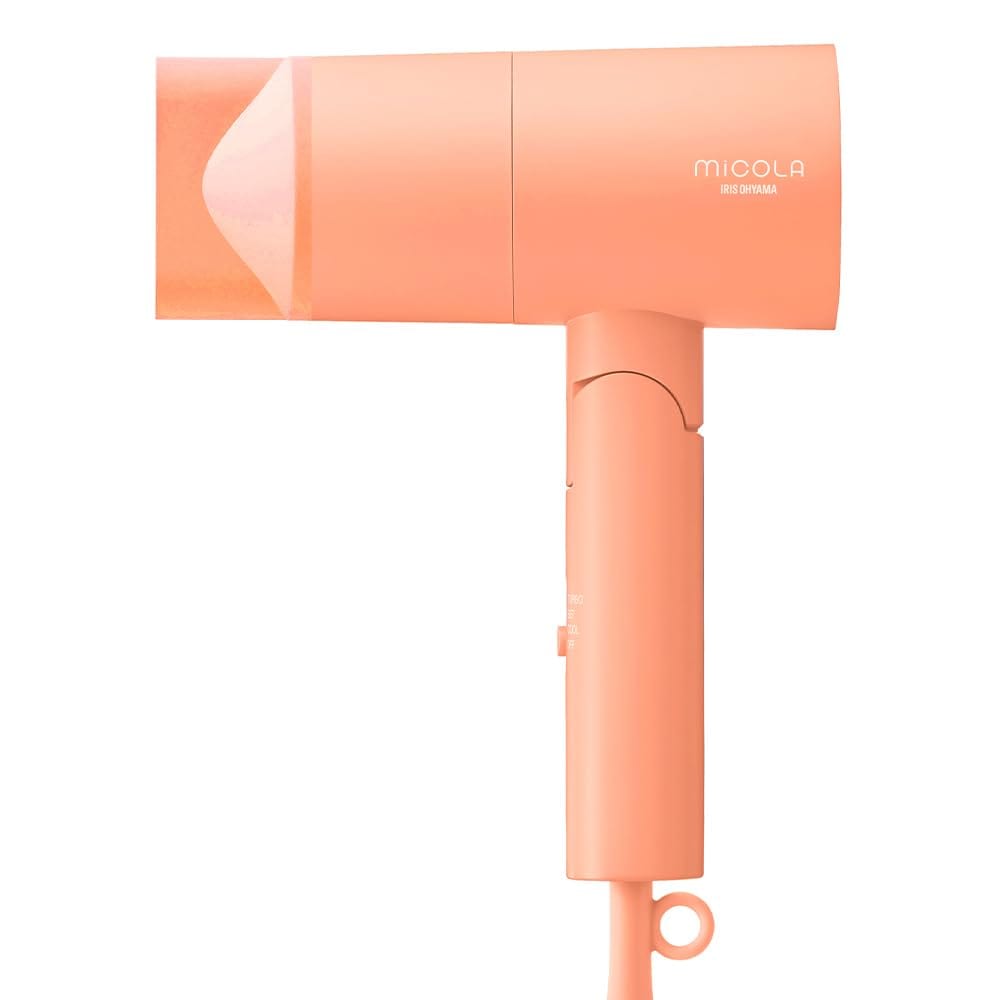 MICOLA・カラーアイリスオーヤマ MICOLA ドライヤー 大風量 速乾 軽量 スピーディー イオンドライヤー 3段階調整 ノズル付き HDR-M102-D コーラルオレンジ