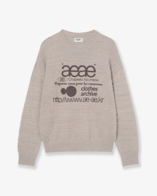 【AEAE】 WEB LOGO KNIT PULLOVER [TAUPE] 正規品