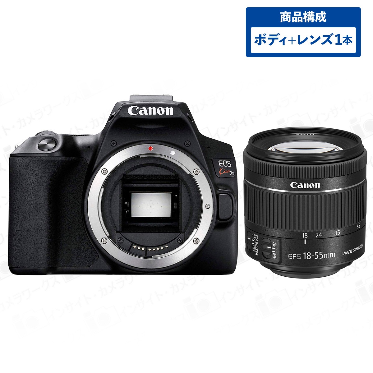 EOS Kiss X10 ボディ ブラック + 標準ズームレンズセット EF-S18-55mm F4.0-5.6 IS STM デジタル一眼レフカメラ