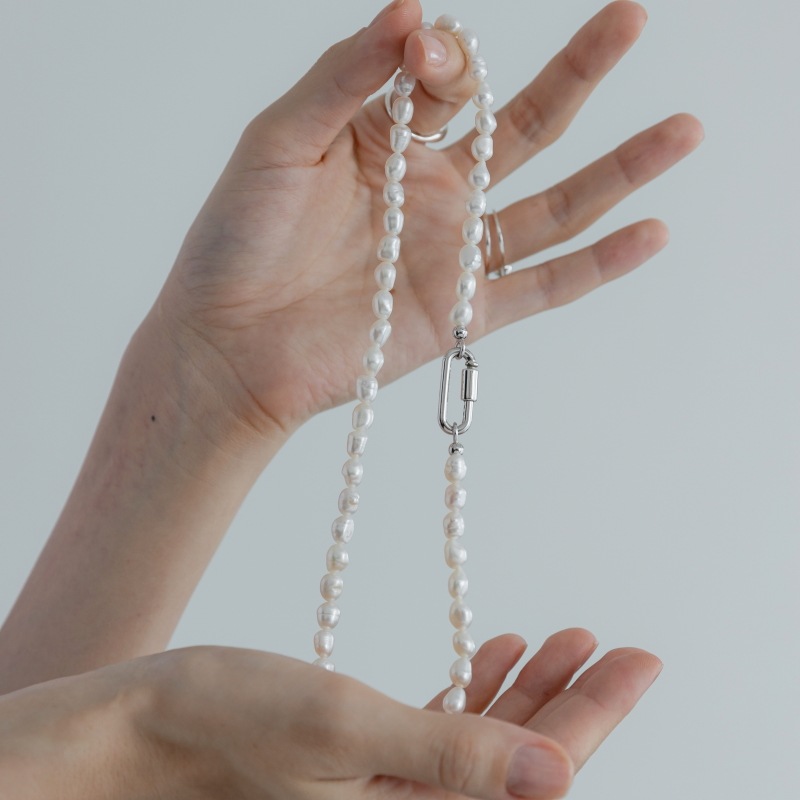 チェーン連結真珠ネックレス