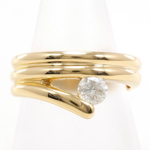 K18 18金 YG リング 指輪 12号 ダイヤ 0.37 SI2 鑑別書 ジュエリー 中古