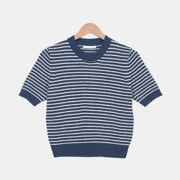 女性ニットTシャツシングルブークレビスコースラウンドネック半袖夏...