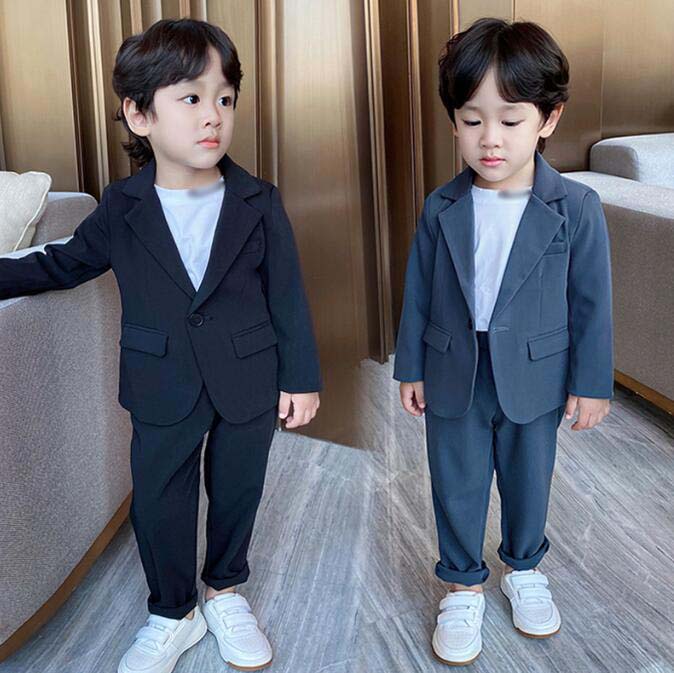 カジュアルスーツ男の子子服フォーマルスーツベビースーツ2点セッlトジャケット+パンツ上下セット無地男の子スーツ子どもキッズスーツ小学校紳士服常結婚式七五三韓国風誕生スーツカッコイイスーツセットおしゃれ