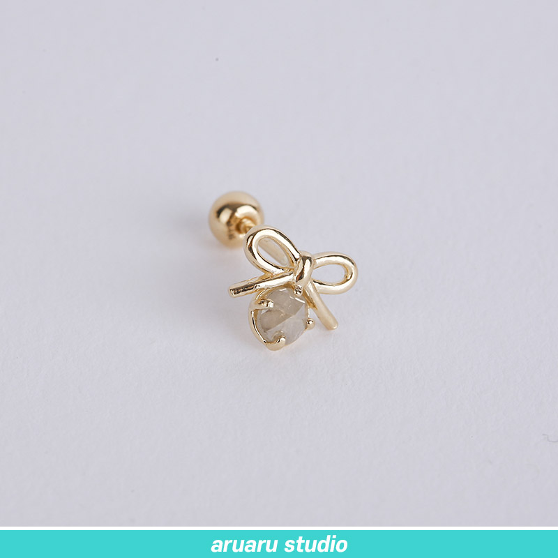 【韓国のピアス】SPR106_14K Gold, ラフダイヤ 軟骨ピアス