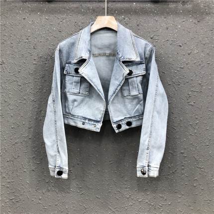 アウター ジャケット ショート デニム 長袖 スリム 細身 ストレート 前開き ボタン ポケット 個性的 レディース スパンデックス シンプル カジュアル おしゃれ かっこいい こなれ感 ラフ メンズ