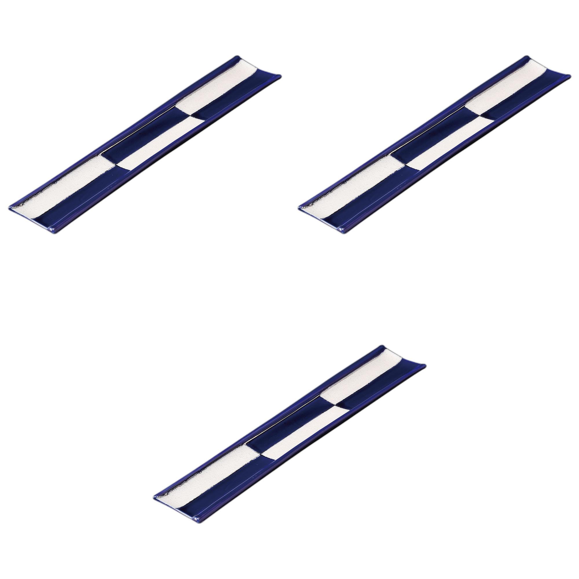 セトモノホンポ(Setomonohonpo) 3個セット 青プラチナ市松細長皿 [ 40×7×1.5cm ] 長皿陶磁器