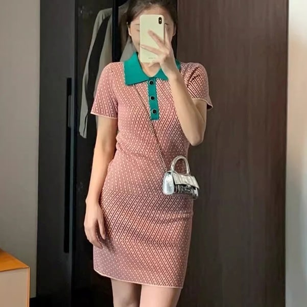 ワンピース ミニワンピース 半袖 ポロカラー ハーフボタン ミニ丈 Aライン かわいい 大人可愛い きれいめ シンプル 上品 おしゃれ きちんと 大人女子 こなれ感 個性的 主役級 存在感 ナチュラル