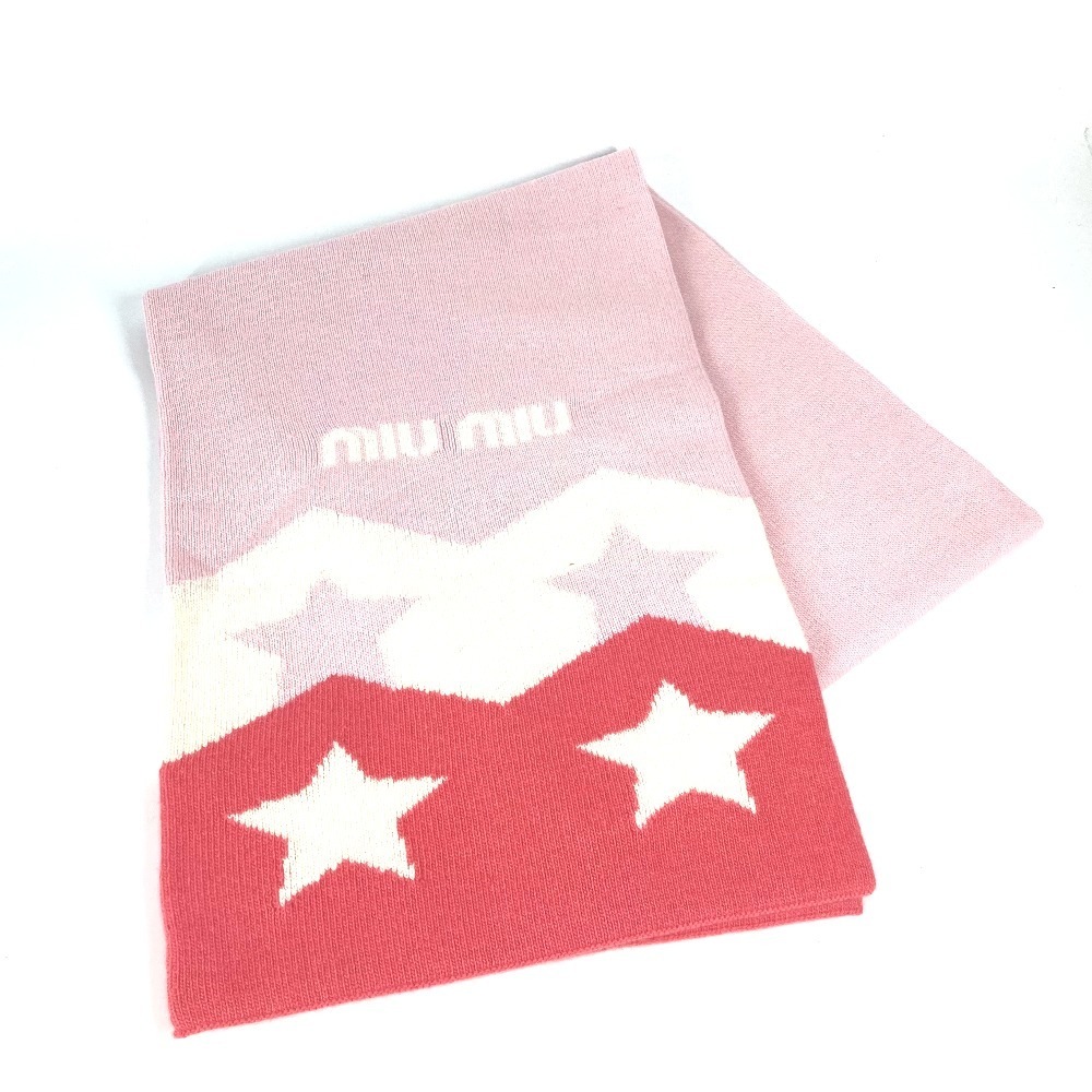 マフラー 5FS030 ロゴ スター 星 アパレル ウール ピンク