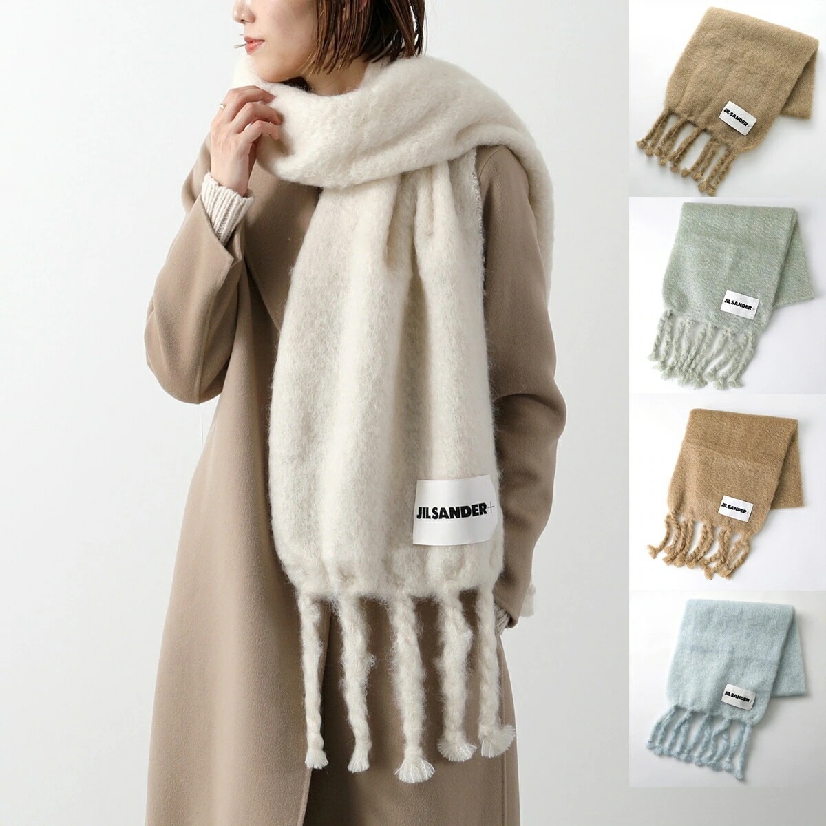JIL SANDER+ ジルサンダー プラス マフラー J40TE0118 J40041 レディース フリンジ ウール モヘア ロゴラベル ストール カラー5色