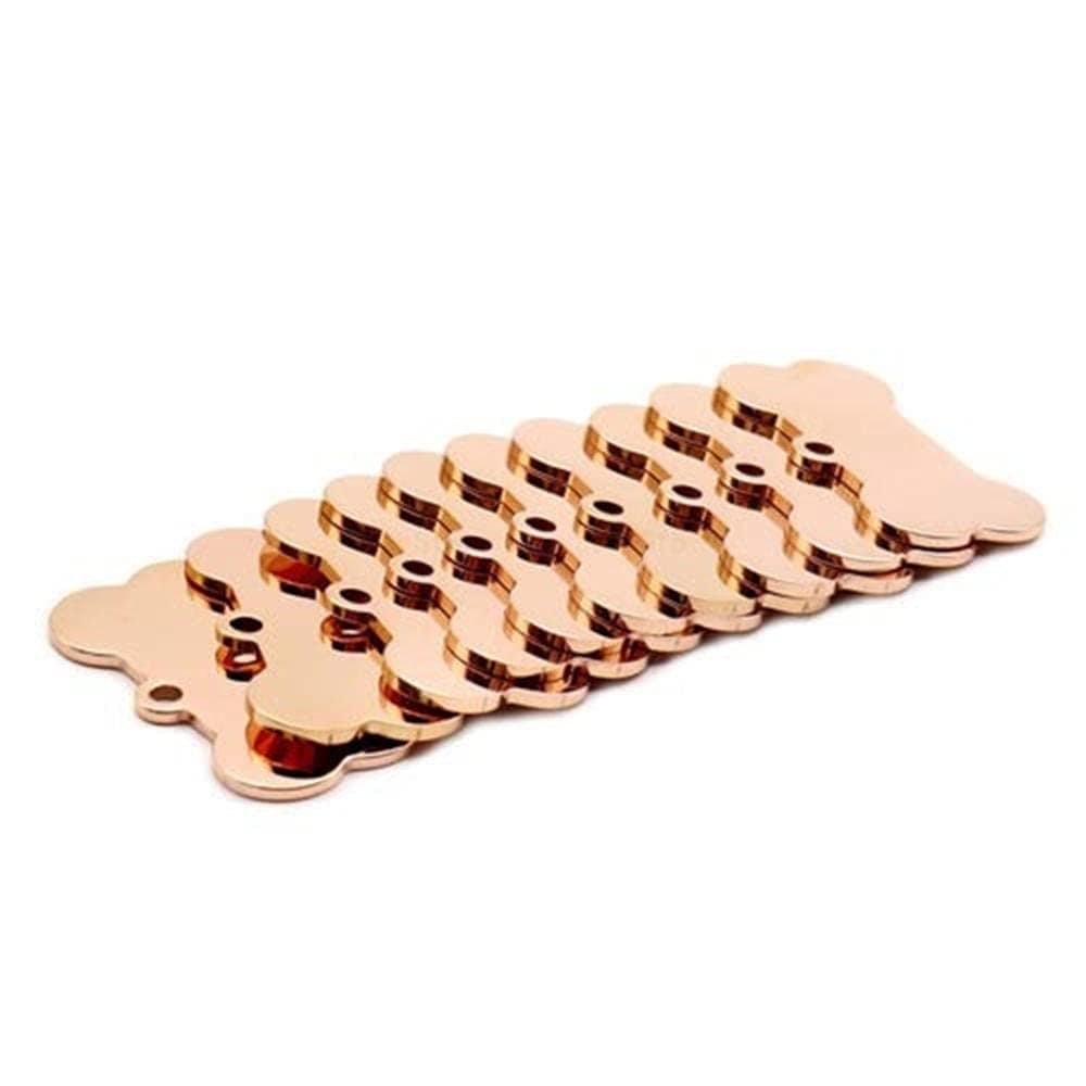 猫と犬のための20個のペットIDタグパーソナライズされたステンレス鋼のネームプレート紛失防止ネームプレートペットの首輪アクセサリー-Rose_Glod_M_40x21mm
