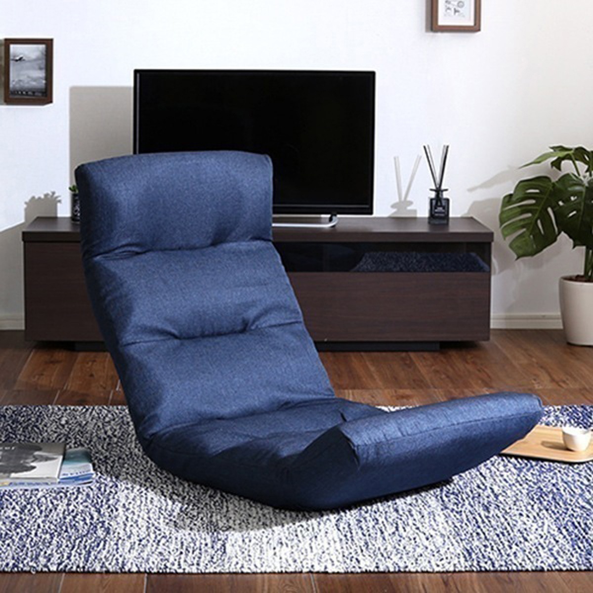 日本製リクライニング座椅子 布地レザー 14段階調節ギア転倒防止機能付き