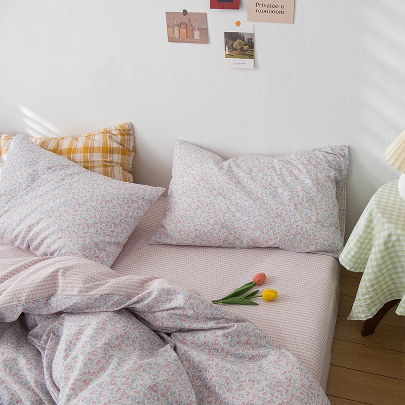 Ins Nordic Style Pure Cotton Bedding 4ピースセット100 All-cotton Spring And Summer Bed Sheets Floral Quilt